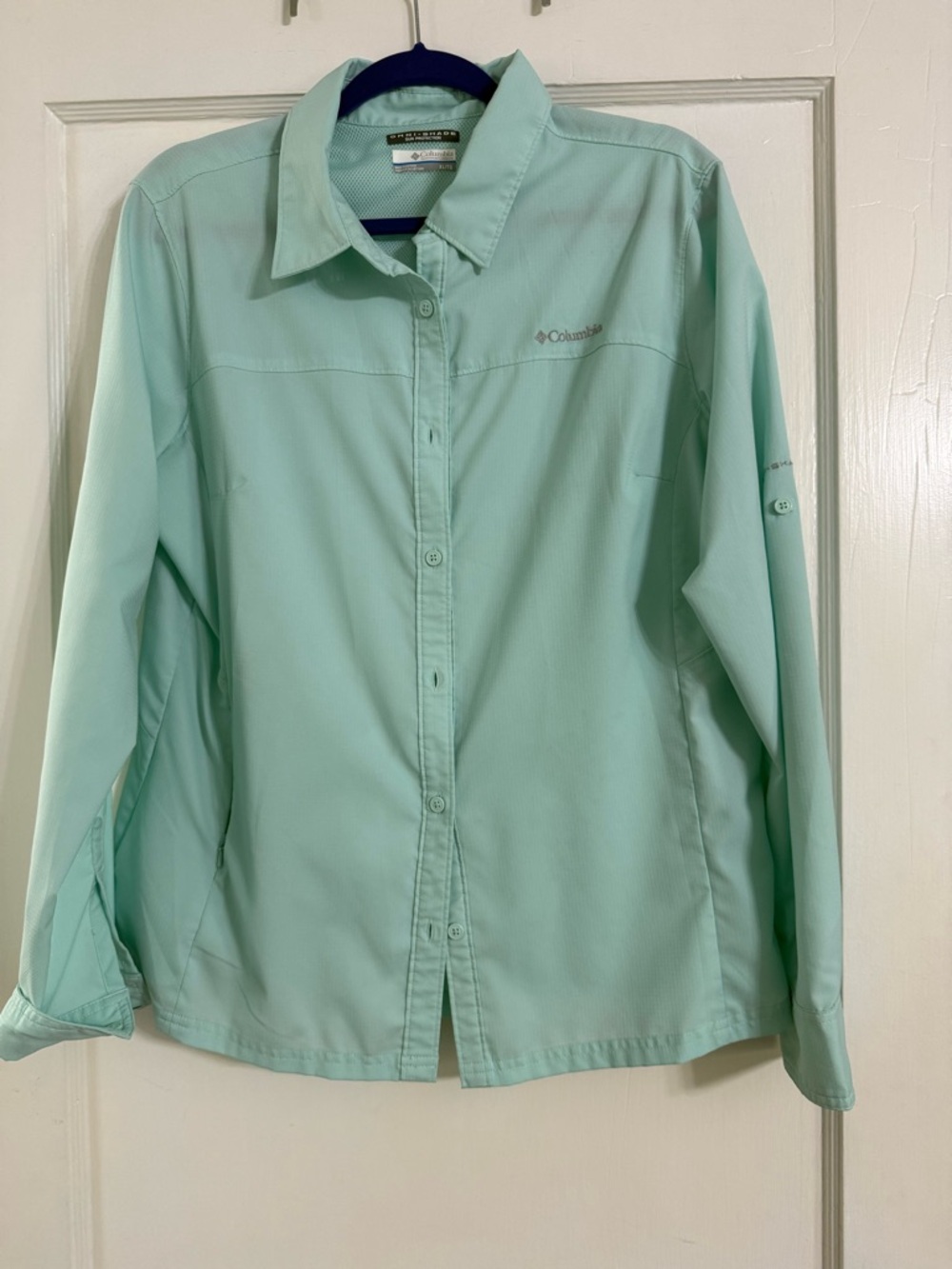 Columbia Mint Green Omni-Shade Sun Protection Button Shirt